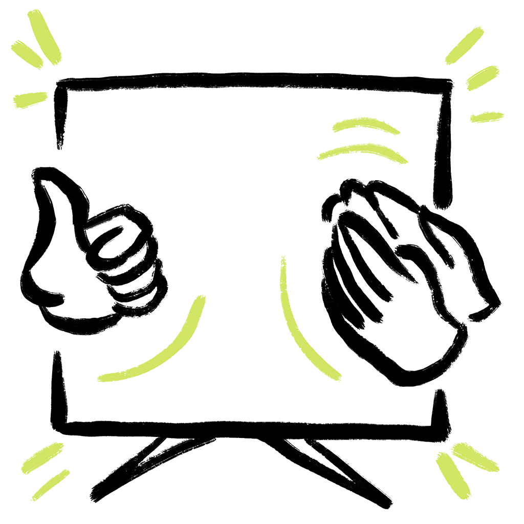 A hand-drawn image depicting the action of downloading the right image