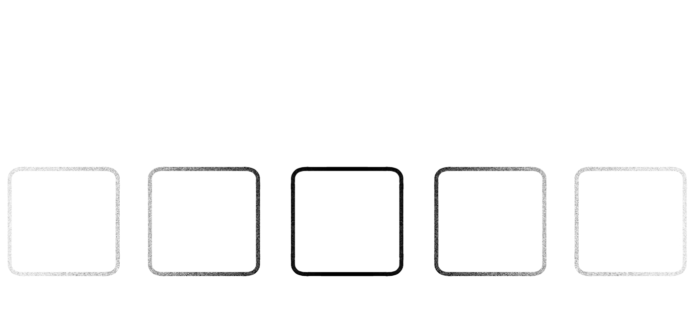 A picture of several rounded squares in a row all the same, symbolising repetition and boring