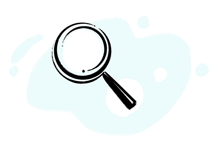 A hand-drawn image of a magnifiying class with nothing else, symbolizing that no image results were returned