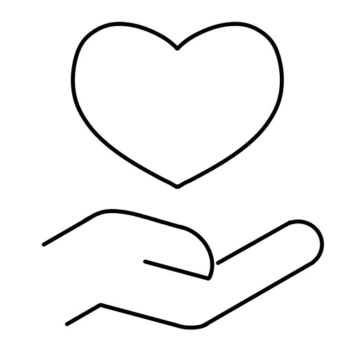 An icon of a hand holding a heart